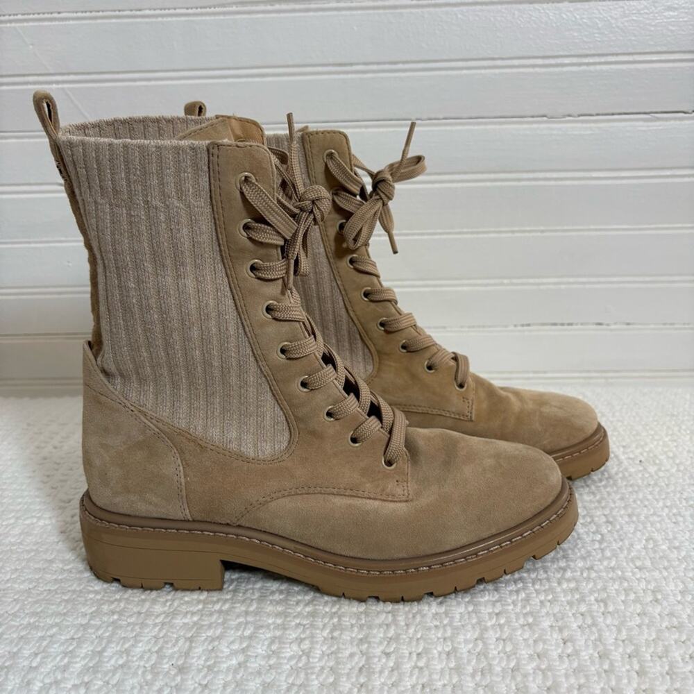 Sam Edelman Lydell Women's Beige/Tan Suede Combat Boots SZ 7 Military Gorpcore